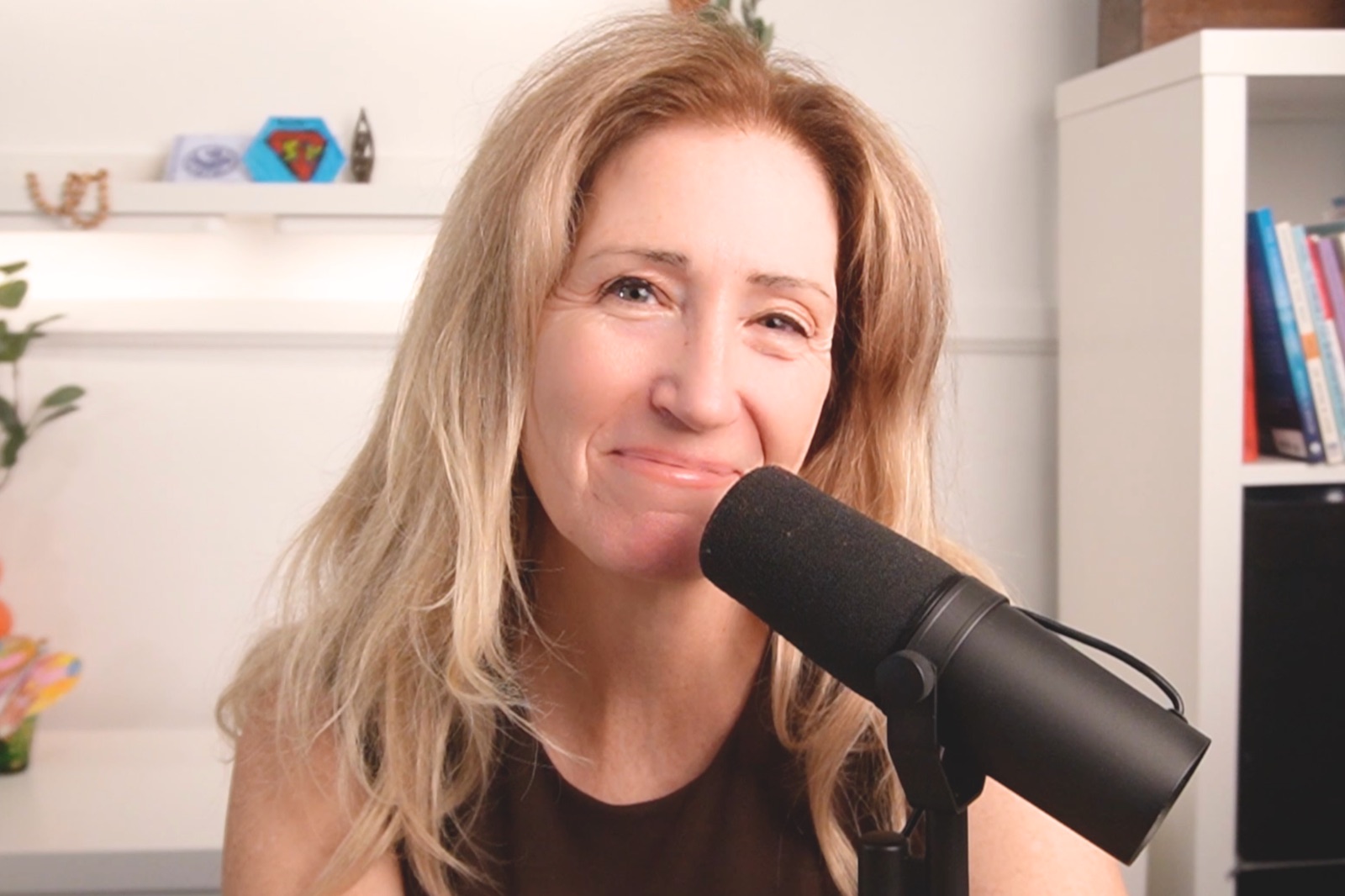 Ilia Grace at her recording microphone